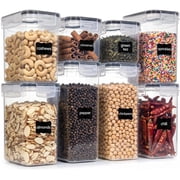 7Pack Airtight Food Storage Containers with Lids,Plastic Storage Canisters for Kitchen & Pantry Organization,Dry Food Canisters for Flour, Sugar and Cereal