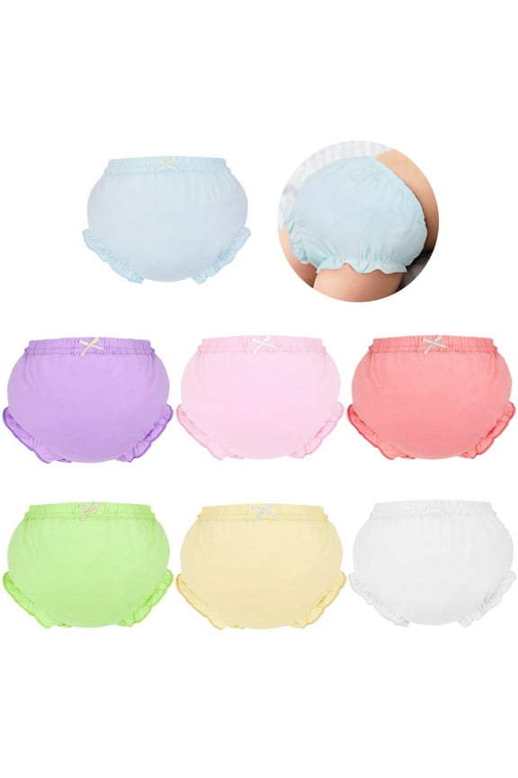 7 Pcs Diaper Covers Ruffled Bloomers for Baby Girls Comfortable and Breathable Cotton Toddler Girls Shorts Briefs Underwear Multicolor