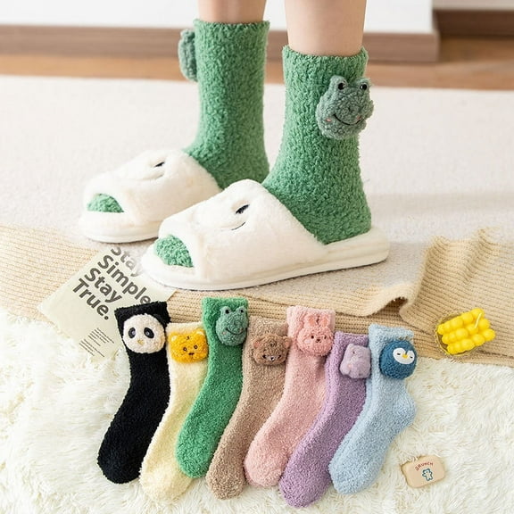 7Pairs Cute Fuzzy Socks for Women Winter Fluffy Cozy Plush Slipper Socks Casual Home Sleeping Socks