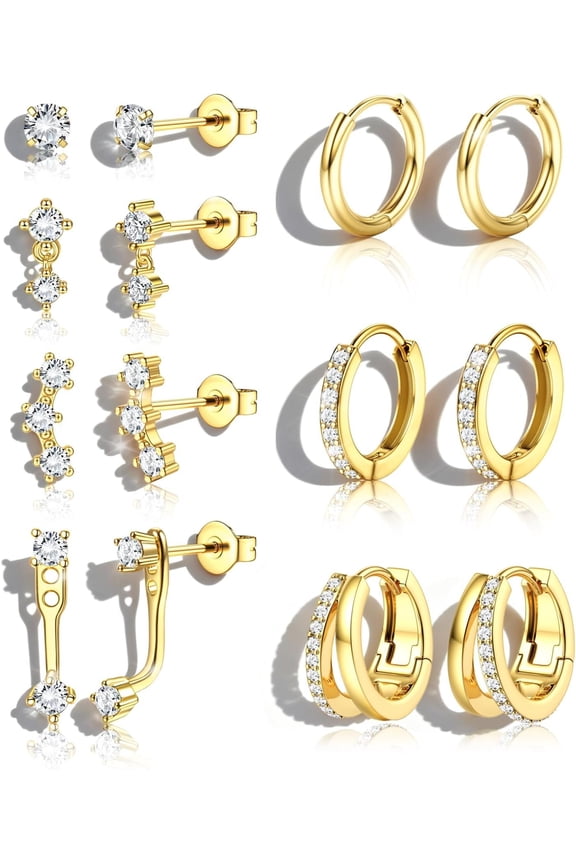 7Pairs Earrings for Women Trendy Small Stud Huggie Hoop Earing Stacks Set Cute Cartilage Helix for Ears Dainty