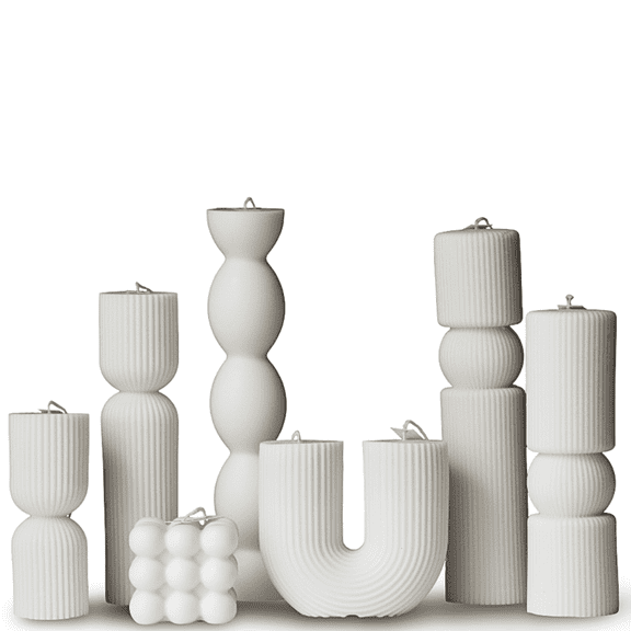 7Pc Large Pillar Candle Set Aesthetic Candles Modern Home Decor Ribbed Candle Set Elegant Handmade Housewarming Gift Living Room Shelf Decor Minimalist Soy Wax Bubble Candle  Boho Decor