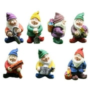7Pc Mini Gnome Statue Miniature Fairy Garden Gnomes Fairy Resin Outdoor DIY-NEW