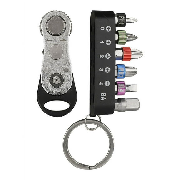 7Pc Mini Ratchet Screwdriver Set Small Flying Wrench Tool with Bits Adapter Kit