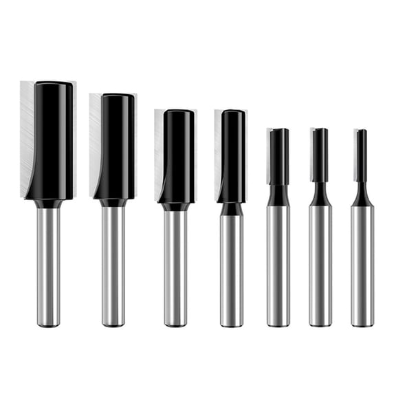 7Pc Straight Router Bit Set 1/4 Shank,Straight Bit Dado,Cut Dia 1/8in,5/32in,3/16in,1/4in,5/16in,3/8in,1/2in Router Bits