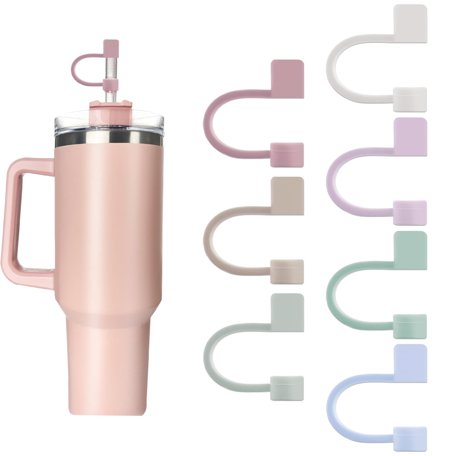 6-Pack Stanley Cup Straw Covers - Pink Black Girl Silicone Caps For 30-40oz Tumblers