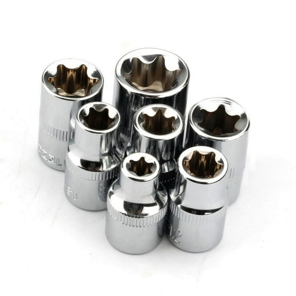 7Pcs 1/4\\\\\\\" 3/8\\\\\\\" Star Socket Set Femal E Type Sockets Wrench Head E4 E5 E6 E7 E8 E10 E12 E14 E16 E18 E20 Auto Repair Tools