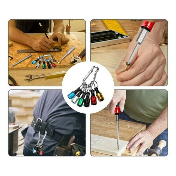 7Pcs 1/4" Hex Shank Quick Release Keychain Screwdriver Drill Bit Holder Bits Set