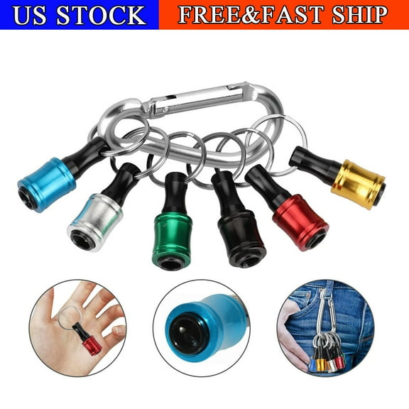7Pcs 1/4" Hex Shank Quick Release Keychain Screwdriver Drill Bit Holder Bits Set