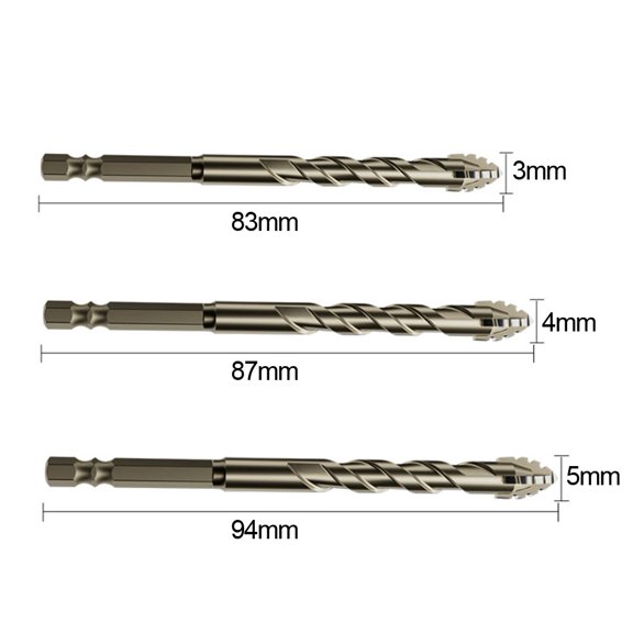 7Pcs 1/4Inch Hex Shank Eccentric Drill Four-Flute Glass Tile Punching Rock Slab Triangle Drill Bit For Tiles Power Tool New Fangkenuo
