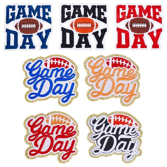 7Pcs 2 Styles Game Day Embroidered Iron-On Patches Football Helmets Logos Embroidery Patch Sew on Patch Embroidered AppliquesDIY