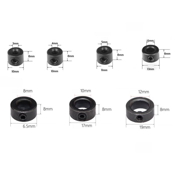 7Pcs 3-12Mm Drill Bit Depth Stop Collar Ring Positioner Spacing Ring Locator