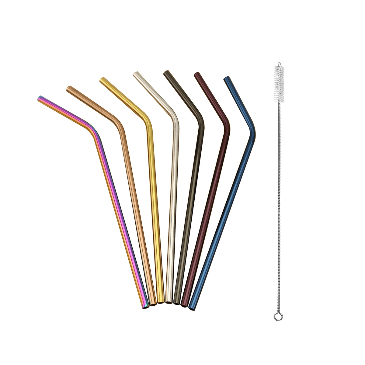 7Pcs 300mm Stainless Steel Straws Metal Colors, Fits 40 Oz Tumbler