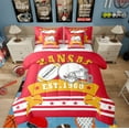 thumbnail image 1 of 7Pcs 3D Football Game Bedding American Football City Full Comforter Set, Sports Rugby Helmet Comforter + Flat Sheet + Fitted Sheet + 2 Pillowcases + 2 Throw Pillow Covers, Kansas, 1 of 5