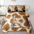 thumbnail image 1 of 7Pcs 3D Giraffe Bed In A Bag,Giraffe Print Comforter Set,Wildlife Giraffe Bedding Set Full Size,Brown Safair Animal Quilt with Flat Fitted Sheet,Rustic Farmhouse Pillow Covers, 1 of 5