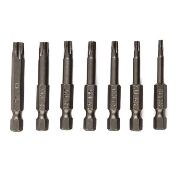 7Pcs 50mm /4" Hex Shank Five-point for Torx Screwdriver Bits For T10-T40
