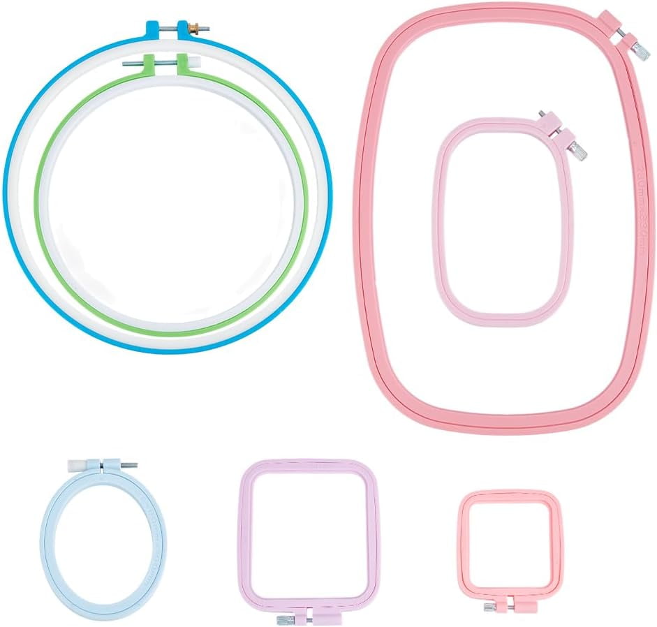 7Pcs 7 Sizes Plastic Embroidery Hoops Set Embroidery Hoops for DIY Crafts Sewing Needlework Embroidered Projects Stitch Hoop Kits Rectangle Needlework Frame for Craft Enthusiasts