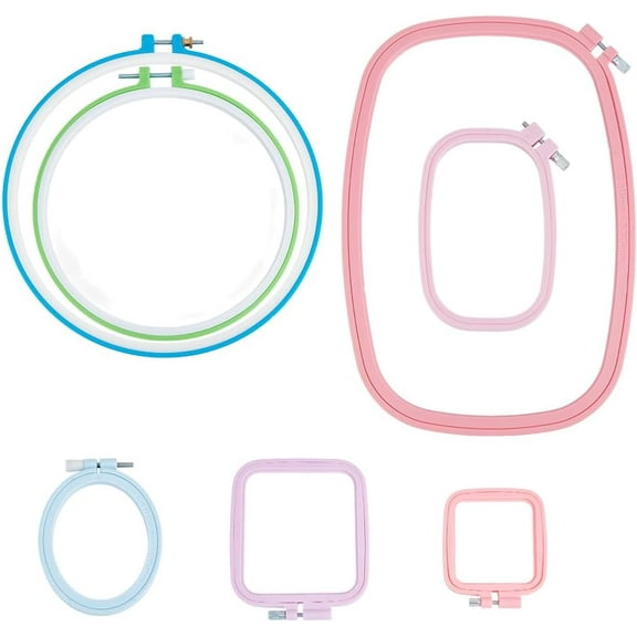 7Pcs 7 Sizes Plastic Embroidery Hoops Set Embroidery Hoops for DIY Crafts Sewing Needlework Embroidered Projects Stitch Hoop Kits Rectangle Needlework Frame for Craft Enthusiasts