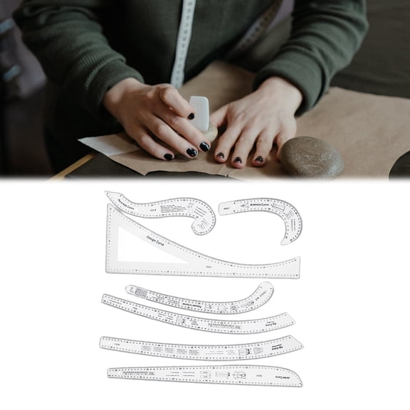 7Pcs Acrylic Sewing Ruler Multifunctional Ruler Needlework Clothing Craft Metric Ruler Sewing Template for Pattern Maker
