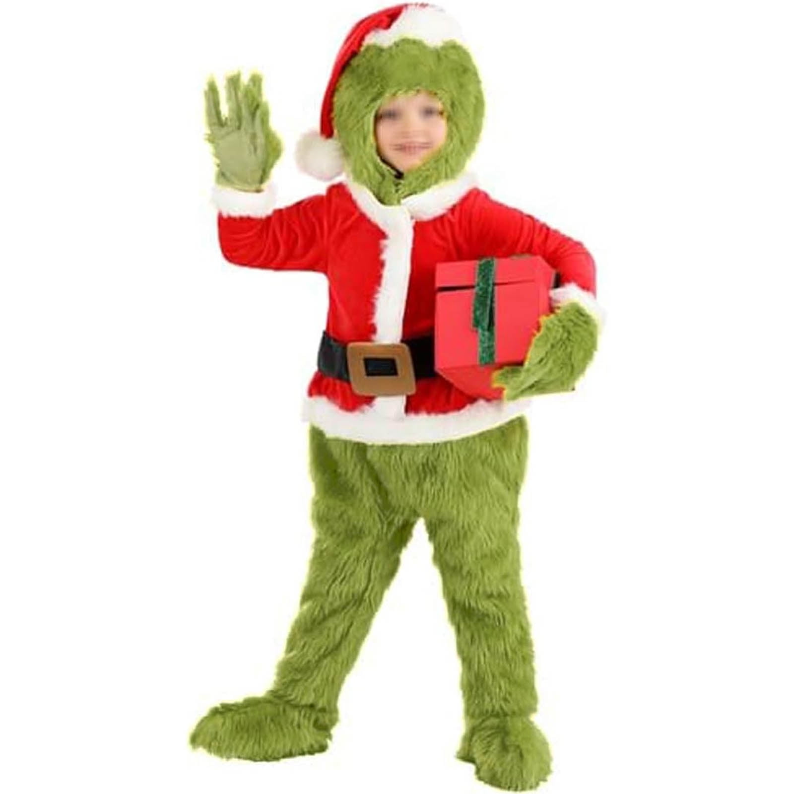 7Pcs Adult Kids Christmas Halloween Costume Green Big Monster Deluxe ...