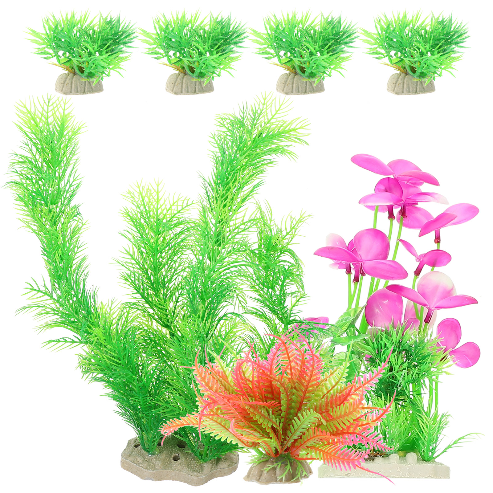 7Pcs Artificial Aquarium Plants Decorative Fake Plants Fake Aquarium