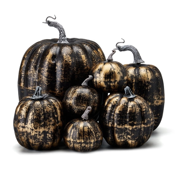 7Pcs Artificial Pumpkins Decoration for Halloween Lifelike Simulation Foam Pumpkins Set Fall Harvest Home Party Supplies