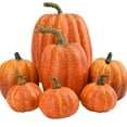 thumbnail image 1 of 7Pcs Artificial Pumpkins, Fall Decoration Assorted, Faux Pumpkin, Cute Foam Pumpkins, Artificial Vegetables Pumpkin for Fall Halloween Home Decor (Orange/Multisize), 1 of 2