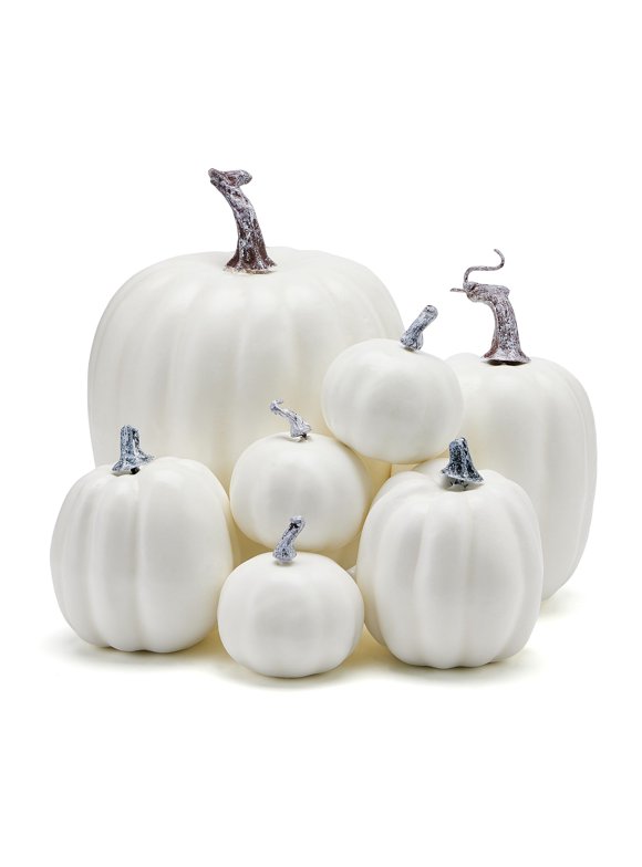 7Pcs Artificial Pumpkins Halloween Decoration Simulation Foam Pumpkins Decorative for Fall Halloween Thanksgiving Decor