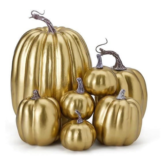 7Pcs Artificial Pumpkins Ornaments,Farmhouse Fake Foam Pumpkin for Fall Autumn Thanksgiving Halloween Indoor Outdoor Home Decor