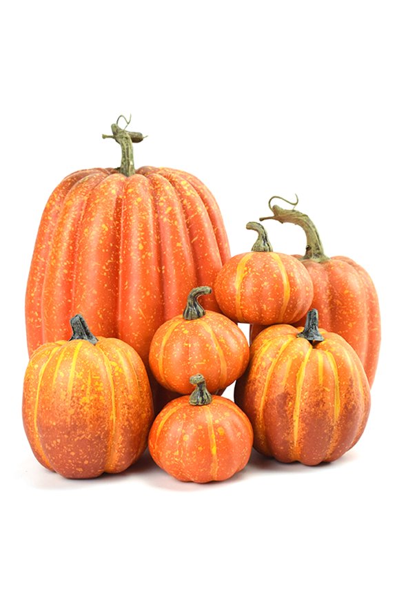 7Pcs Artificial Pumpkins for Decorating, Assorted Faux Pumpkin Cute Foam Pumpkins for Halloween Thanksgiving Party