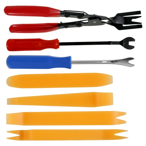 7Pcs Auto Fastener Remover Steel Auto Clip Pliers Set Car Trim Rivet Removal Pry Tool Multipurpose Auto Trim Removal Tool Kit for Automotive Door Panel Upholstery Dashboard