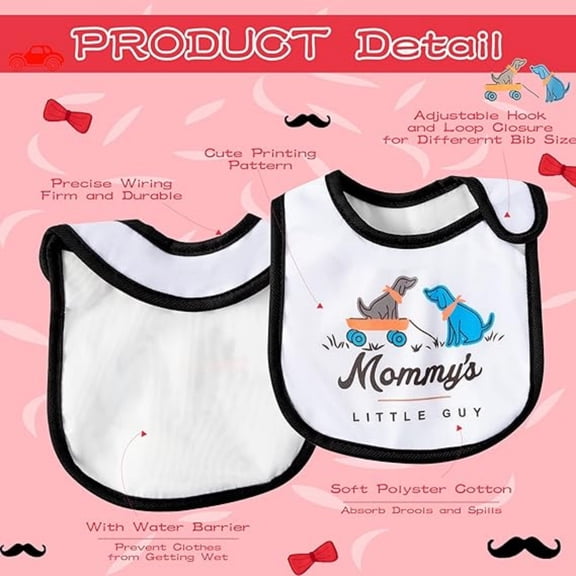 Laffact Baby Bibs Adjustable Hook Loop for Feeding6-12 Months, 7 Counts