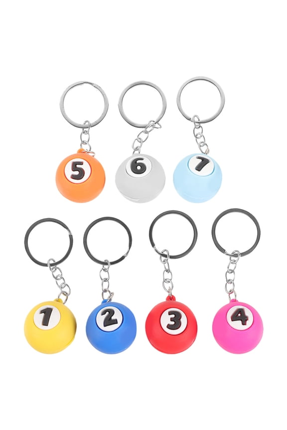 HEMOTON Billiards Pool Table Lucky Ball Keychains for Decor Assorted Color 7Pcs