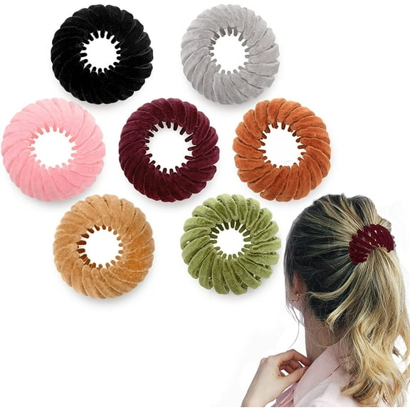 7Pcs Birds Nest Hair Clip Lazy People Retractable Ponytail Holder Clip Expandable Plate Hairpin Donut Hair Bun Maker for Women Girls Long Natural Hair Accessories By GIXUSIL