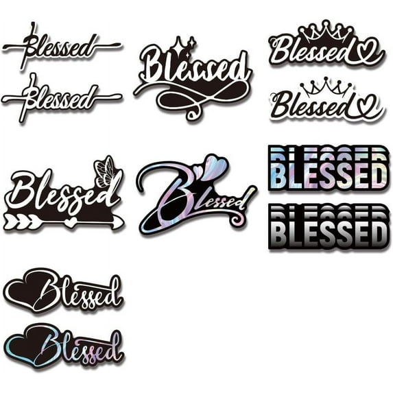 7Pcs Blessed Butterfly Car Decal Set Blessed Heart Waterproof Vinyl Decal Stickers for Car Truck Motorcycle Helmet Bumper Blessed Car Decal Stickers Accessory for Window Laptop Phone Decor DIY