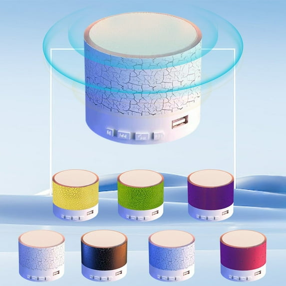 7Pcs Bluetooth Speaker Under $5! Yannianjz Small Crack Bluetooth Speaker, Portable Wireless Speaker with Colorful Lights, 5W Subwoofer, Bluetooth 5.0 for Outdoor, Indoor, Home, Desktop, Travel, Party
