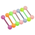 thumbnail image 1 of 7Pcs Body Piercing Jewelry Luminous Glow Acrylic Tongue Rings Nose Barbell Bars, 1 of 6