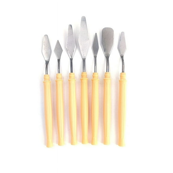7Pcs Cake Palette Knife for Baking Mini Oil Spatula Art Small Clay Tools for Decorating/Design Plastic Wooden Handle 1023413