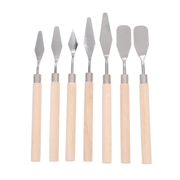 7Pcs Cake Palette Knife for Baking Mini Oil Spatula Art Small Clay Tools for Decorating/Design Plastic Wooden Handle 1023413