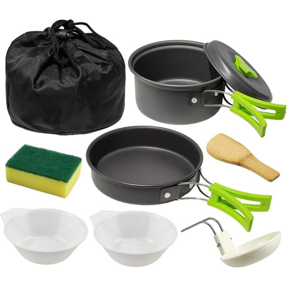 7Pcs Camping Pan Set - Backpack Cookware Pot and Pans Set, Survival Cooking Kit for Hiking, Picnic