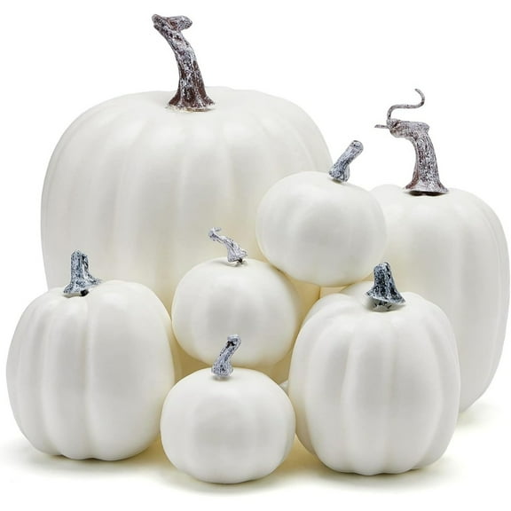 7Pcs Artificial Pumpkins Decoration for Halloween Lifelike Simulation Foam Pumpkins Set Fall Harvest Home Party Supplies