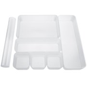 Foxnovo Transparent Drawer Organizers Sturdy PP for Kitchen Bathroom Office 7Pcs