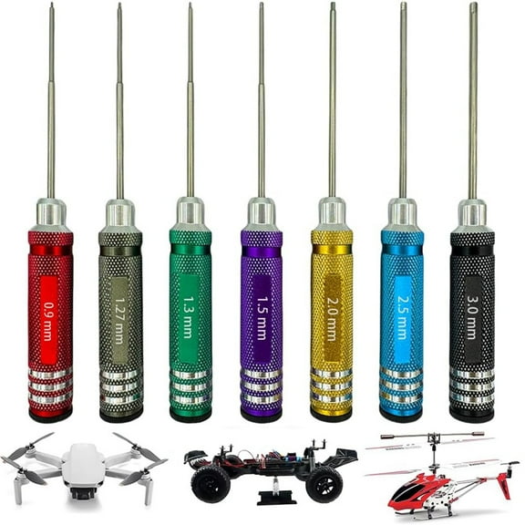 7Pcs Colorful Hex Screwdriver Set Precision Repair Tools For Rc Car Models 0.9-3.0Mm Hex Screwdriver Set Hand Tools Nutdrivers