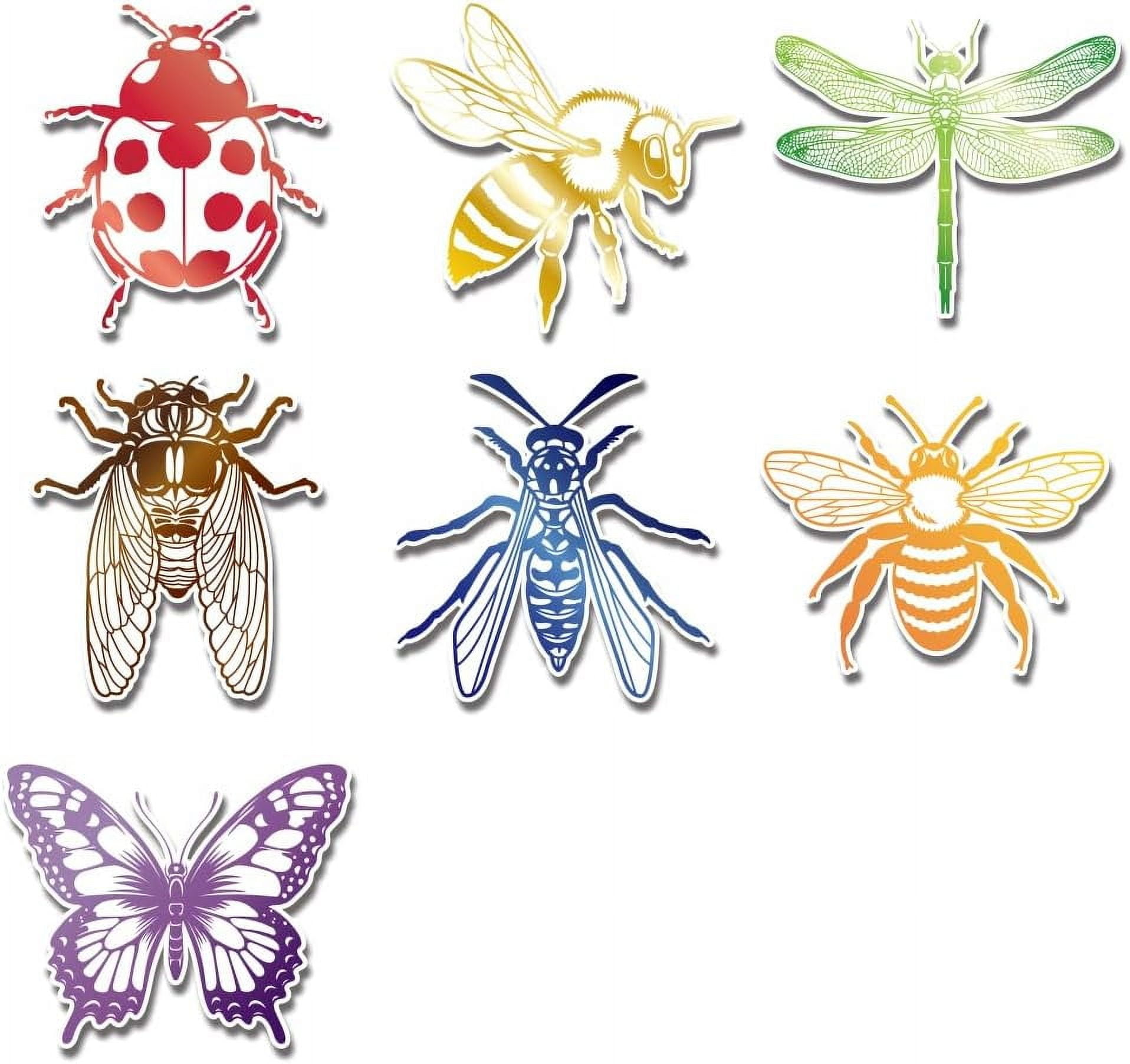 7Pcs Colorful Insect Reflective Vinyl Car Decal Stickers Dragonfly Bee ...