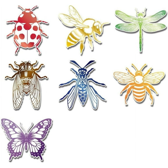 7Pcs Colorful Insect Reflective Vinyl Car Decal Stickers Dragonfly Bee Outdoors Sticker Waterproof Car Window Decals
