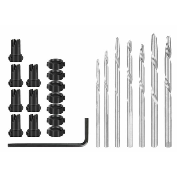 7Pcs Countersink Drill Bit Set with wrench, Heat-treated Steel, Chamfered Adjustable Drilling Tool Kit For Woodworking