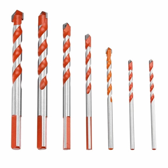 7Pcs Cross Hex Tile Drill Bits Set Smooth U-shaped Spiral Alloy Triangle Bit Woodworking Tool Kit For Masonry Ceramic Tile Glass Brick