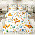 thumbnail image 1 of 7Pcs Cute Corgi Dog Bedding Comforter Sets Boho Floral Bed in a Bag, Colorful Leaves Twin Bedding Sets Abstract Watercolor Plant Comforter Set, Animal Theme Bedding Sets, 1 of 2