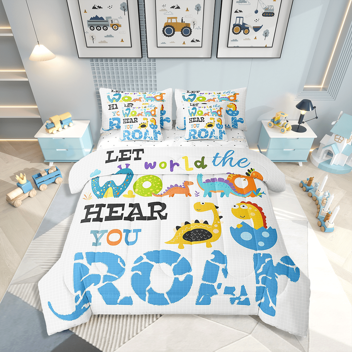 Cartoon Dino Bunny Good Life Bedding Sets