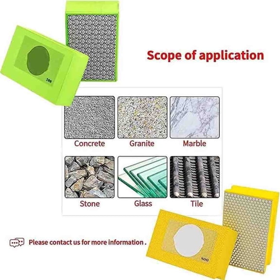 7Pcs Diamond Hand Polishing Pads Foam Backing Sanding Blocks Polishing For Glass Fangkenuo