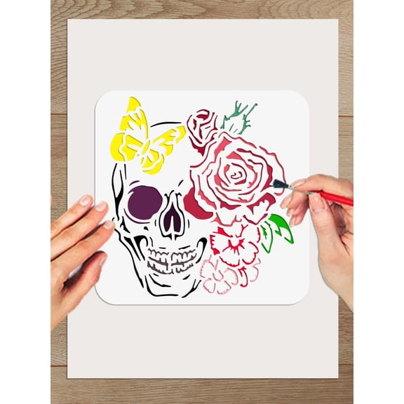 7Pcs Drawing Painting Stencils Reusable Plastic Stencils DIY Craft Paint Template for Painting on Wall Scrapbook Photo Album Home Decor DIY Projects 200x200mm for DIY